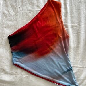 Asymmetrical Multicolor Crop Top